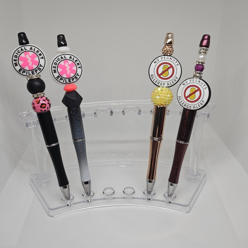 Medical Alert Epilepsy Awareness or Peanut Allergy Bling and Beaded Pen